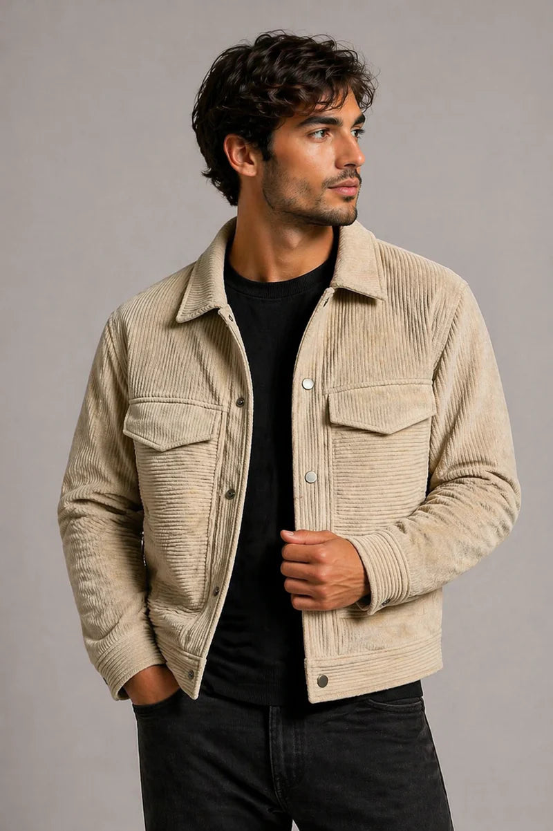 Jacket Velvet Casual - Beige