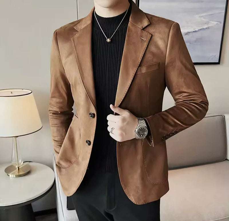 Blazer Suede Slim Fit - Brown