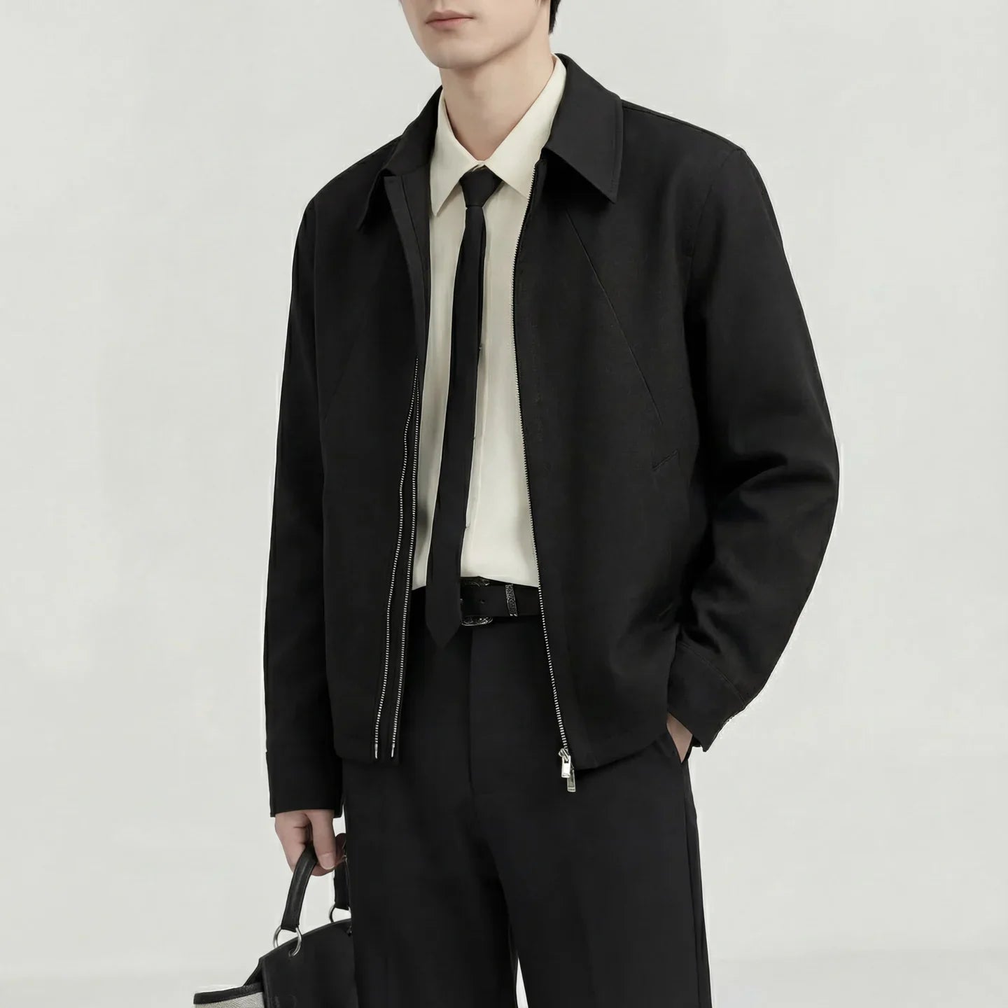 Jacket Tailored Zip - Light olive green