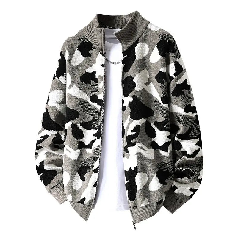 Cardigan Camo Knit - Gray