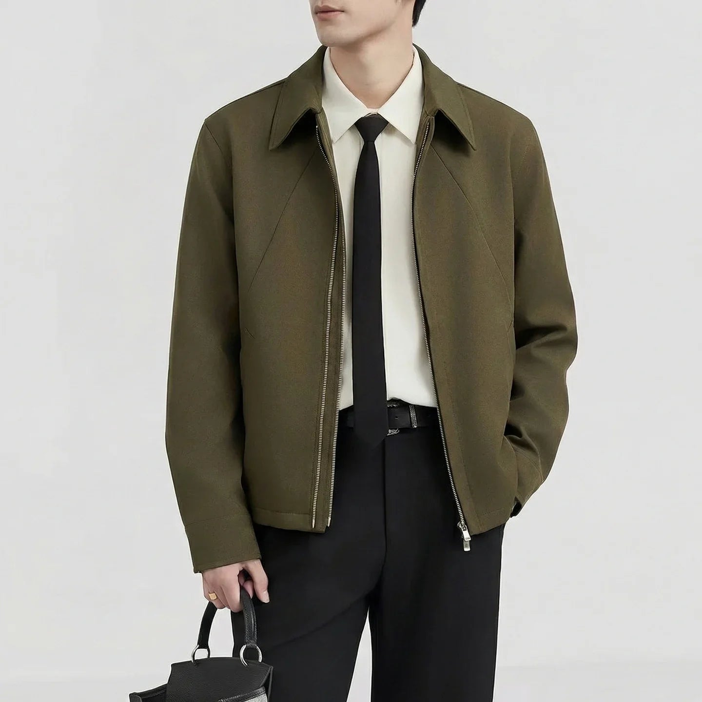 Jacket Tailored Zip - Light olive green
