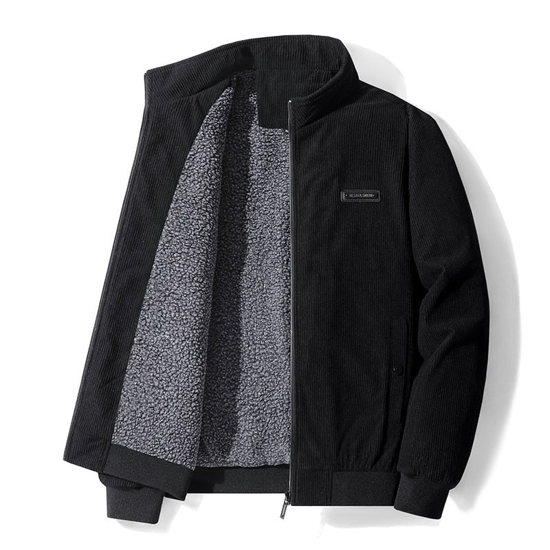 Thermal-Lined Corduroy Jacket – Black