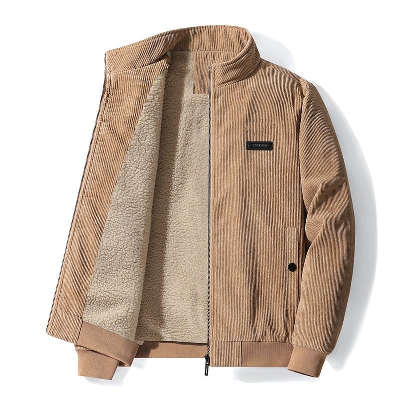 Thermal-Lined Corduroy Jacket – Light Beige
