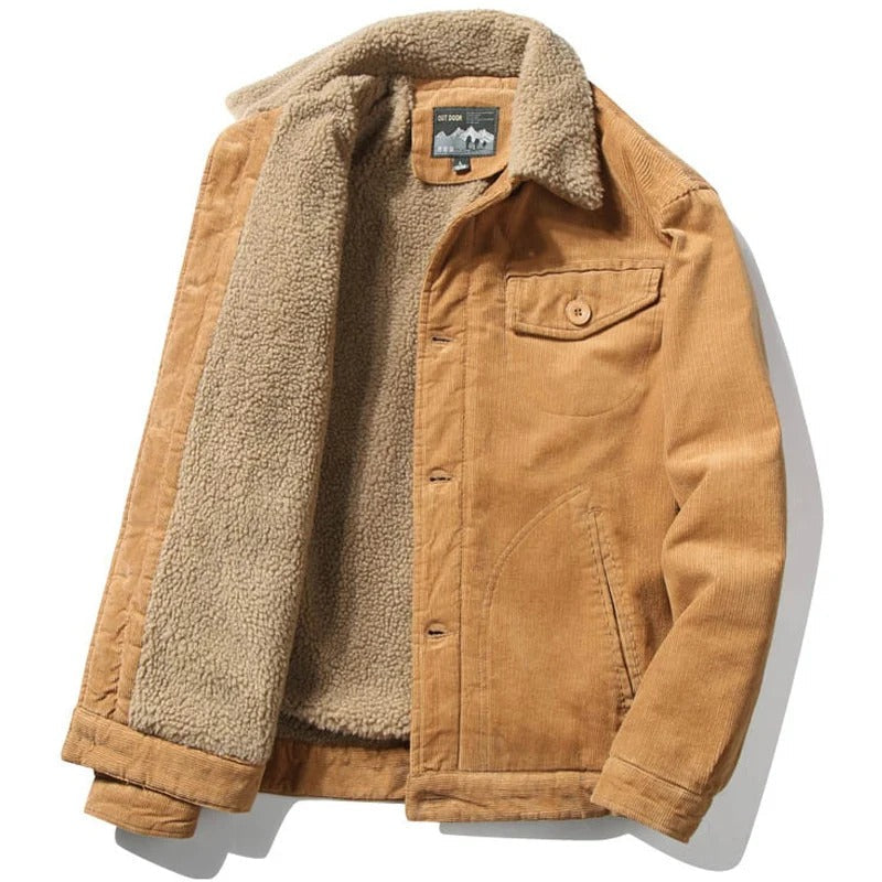 Thermal-Lined Corduroy Jacket – Light Beige