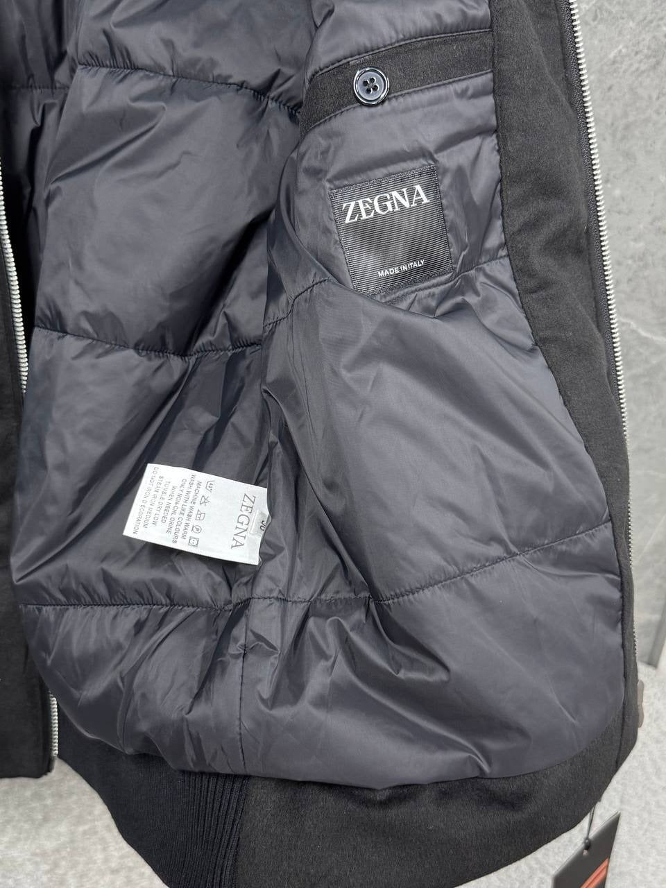 Wool Blend Quilted Jacket - Jet Black