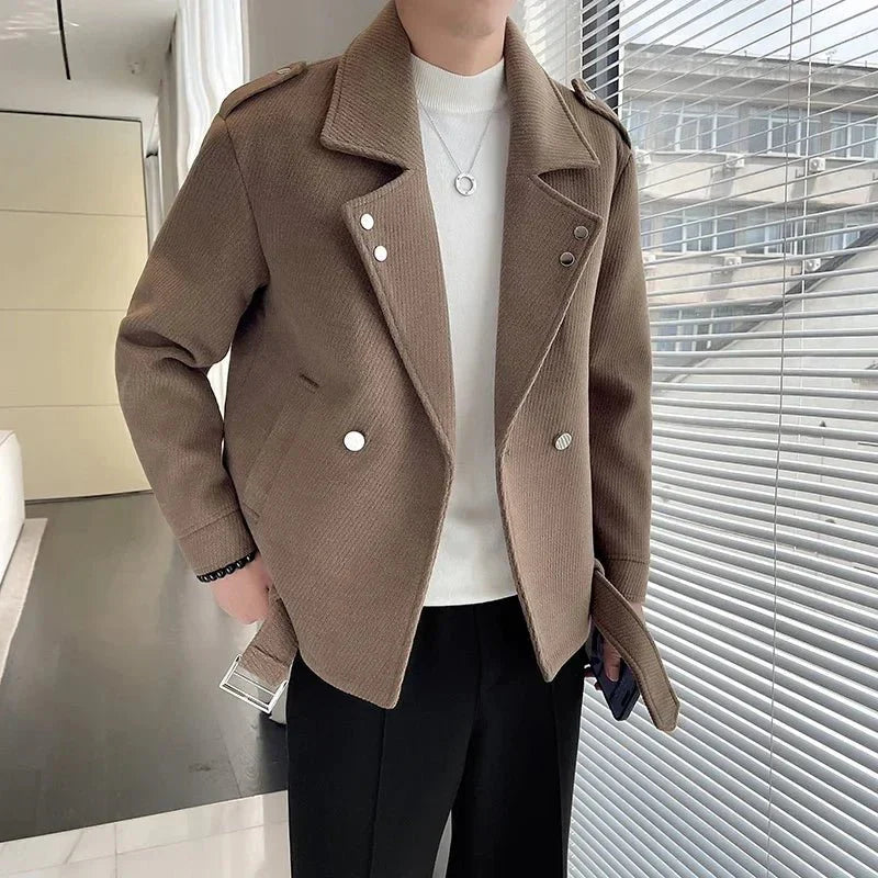 Jacket Double Breasted Wool - Coffee