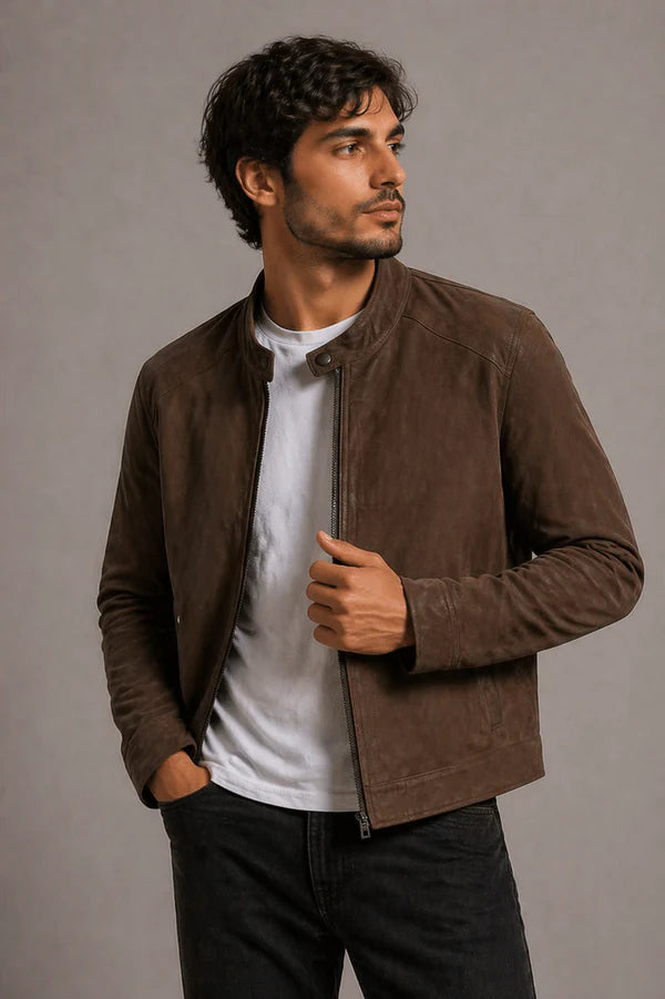 Jacket Suede Racer - Brown