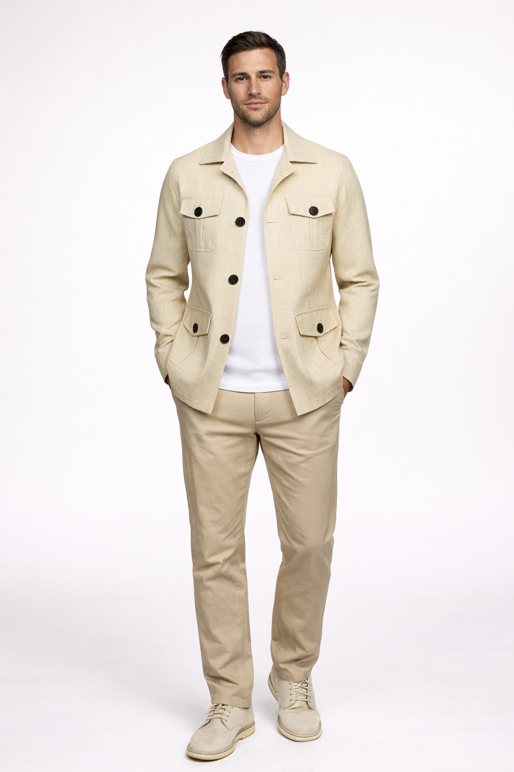 Elias Linen Field Jacket - Khaki
