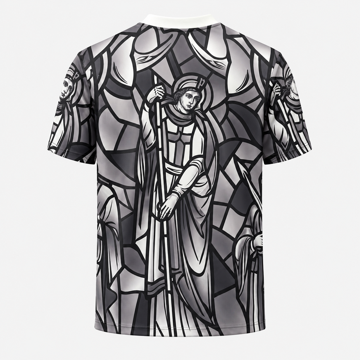St. George stained glass football shirt in black and cream full design