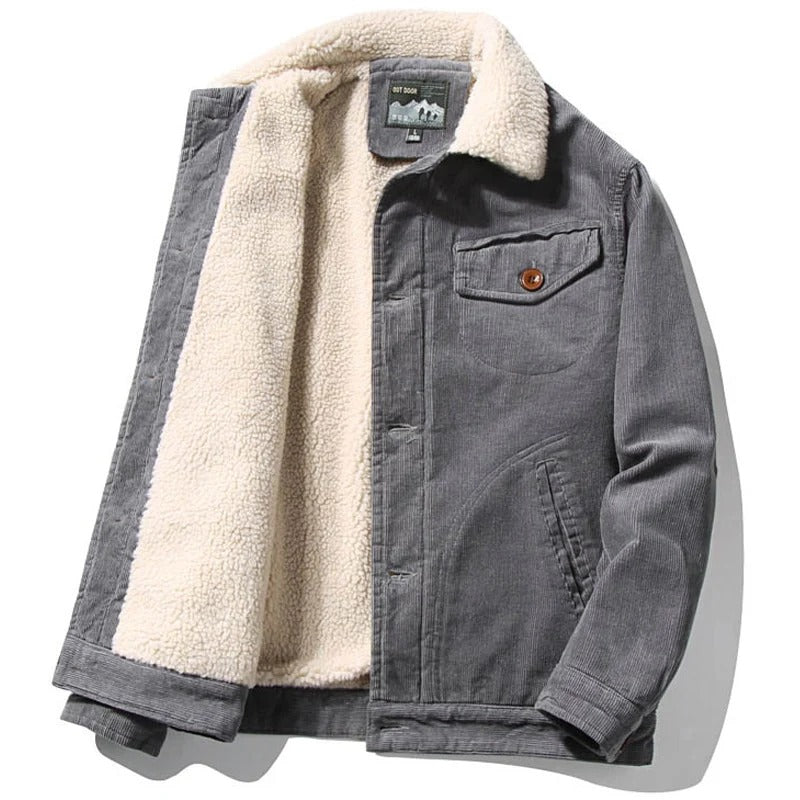 Thermal-Lined Corduroy Jacket – Light Beige