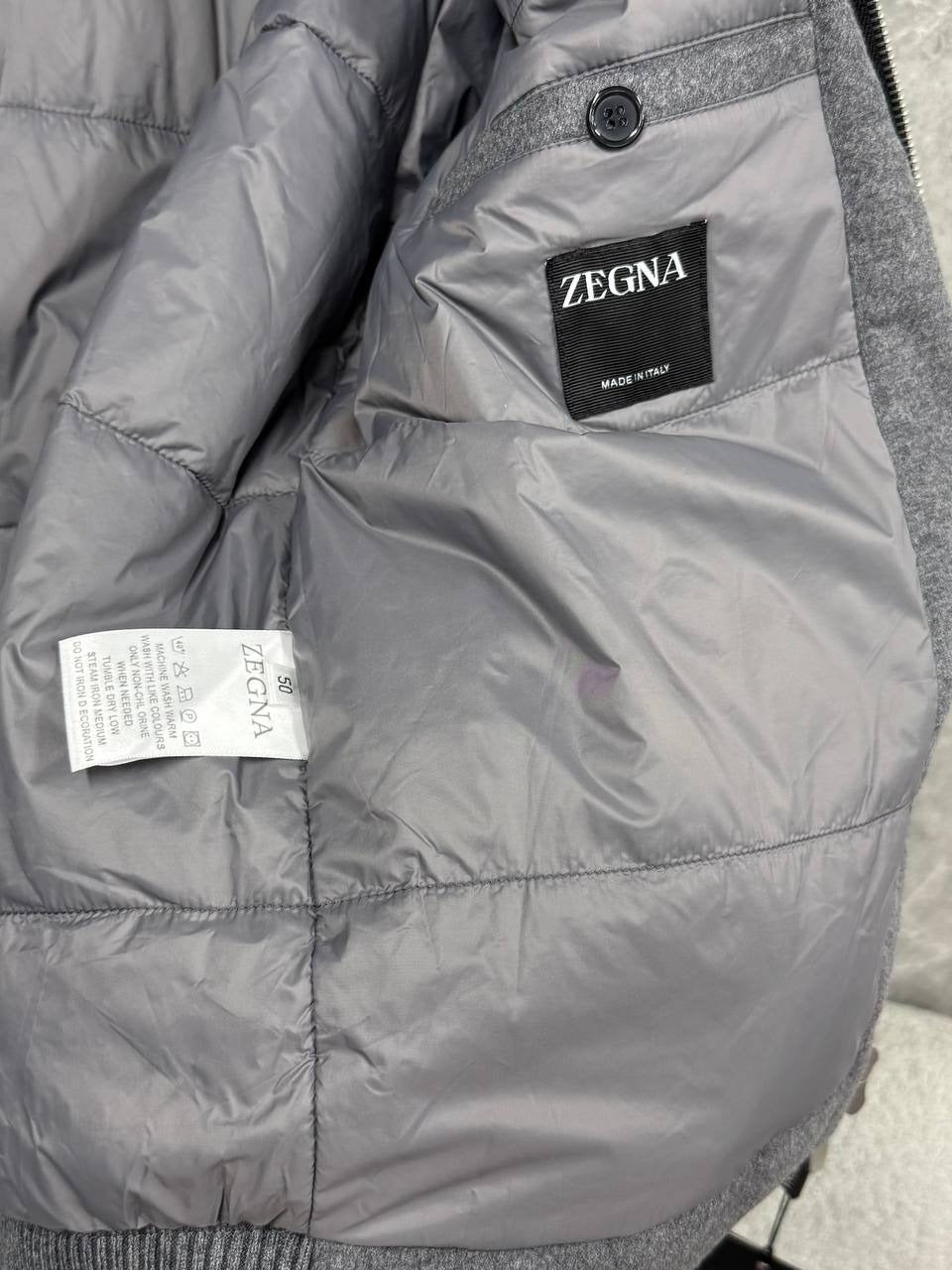 Wool Blend Quilted Jacket - Charcoal Grey