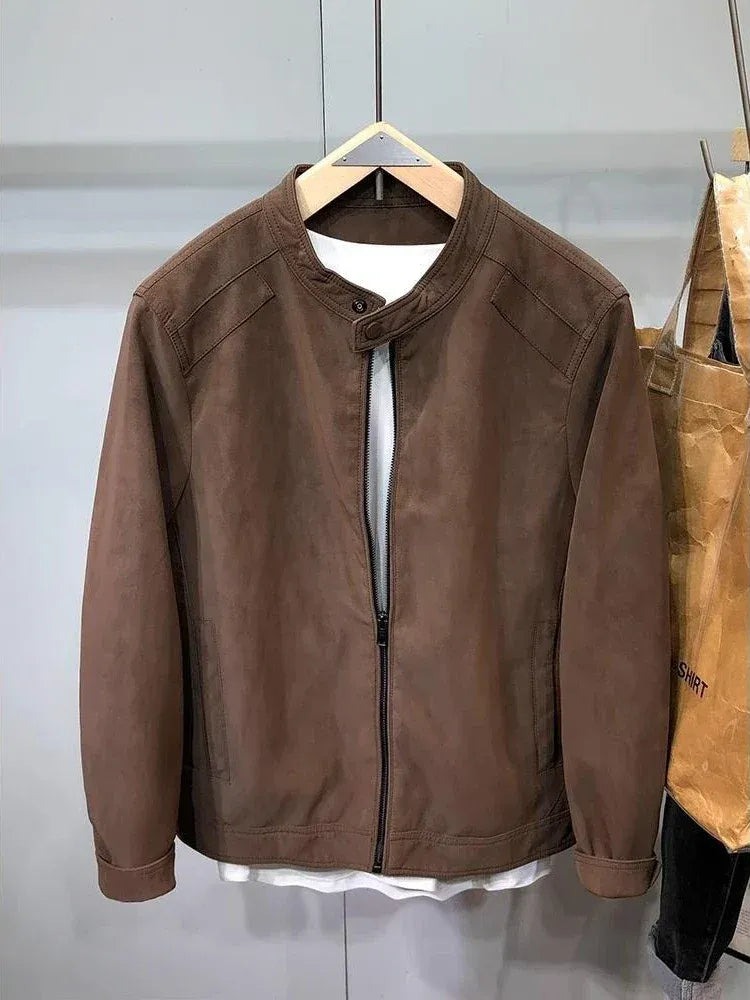 Jacket  Suede Front-Zip – Brown