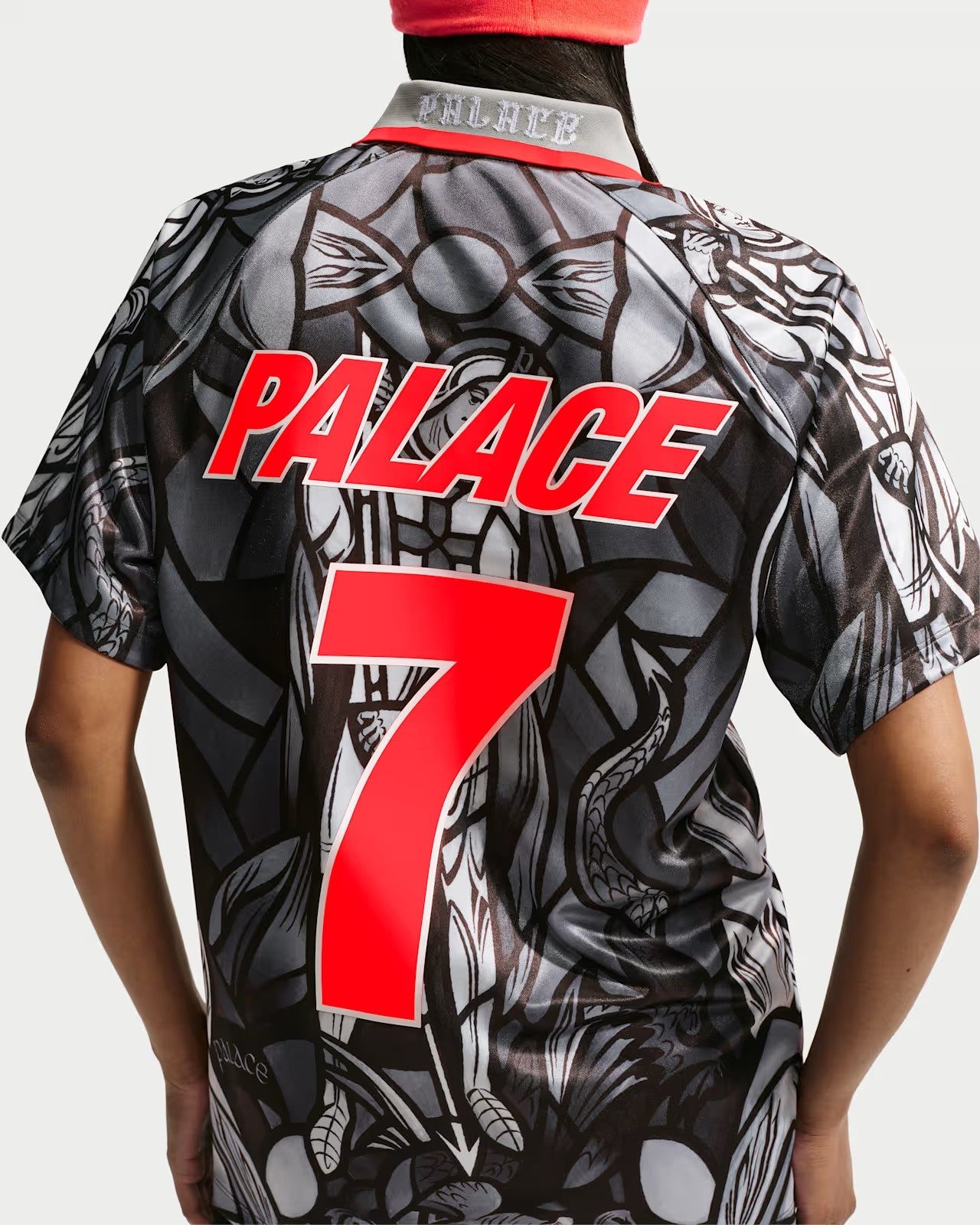 St. George stained glass football shirt with red trim detail